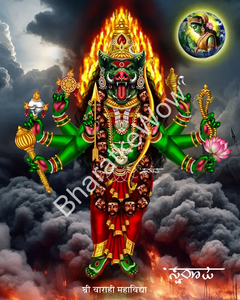 Mahāvidyā Vārāhī canvas painting by Swaroop – The vast, cosmic Vārāhī of the Mahākāla Saṃhitā