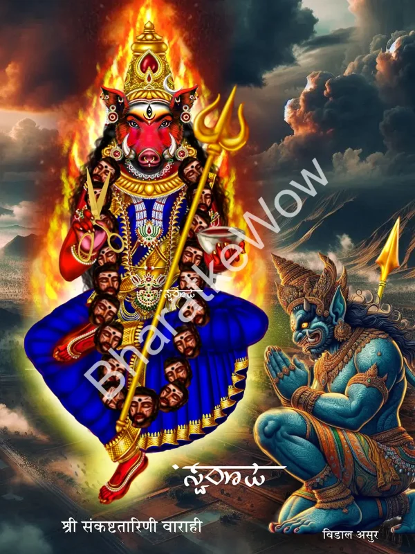 Saṅkaṣṭatāriṇī Vārāhī canvas painting by Swaroop – Vārāhī the saviour from suffering, from the Vārāhī Tantra