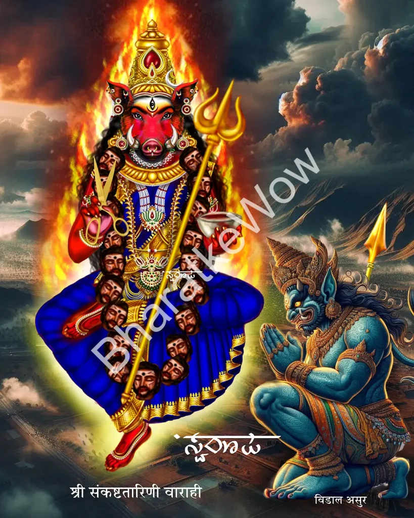 Saṅkaṣṭatāriṇī Vārāhī canvas painting by Swaroop – Vārāhī the saviour from suffering, from the Vārāhī Tantra